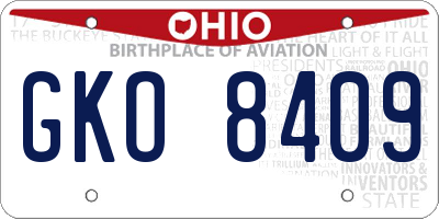 OH license plate GKO8409