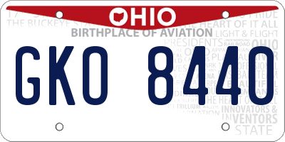 OH license plate GKO8440