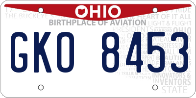 OH license plate GKO8453