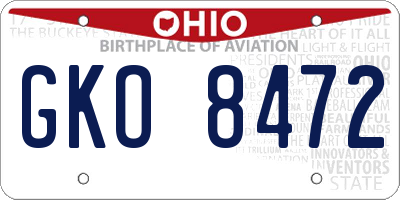 OH license plate GKO8472