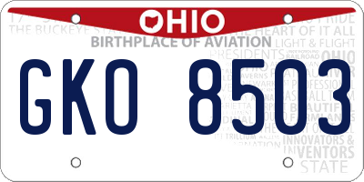 OH license plate GKO8503