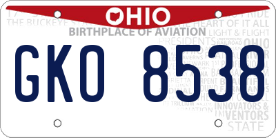 OH license plate GKO8538