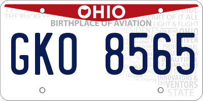 OH license plate GKO8565