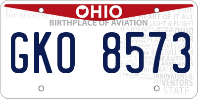 OH license plate GKO8573