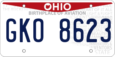 OH license plate GKO8623