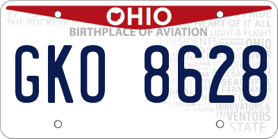 OH license plate GKO8628