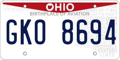 OH license plate GKO8694