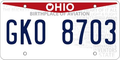 OH license plate GKO8703