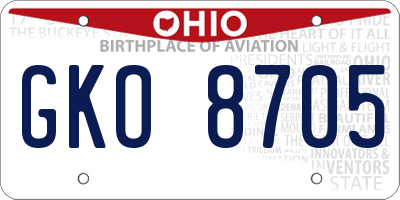 OH license plate GKO8705