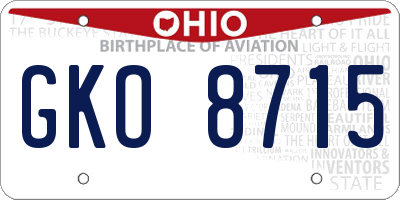 OH license plate GKO8715