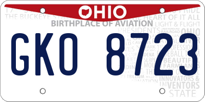 OH license plate GKO8723