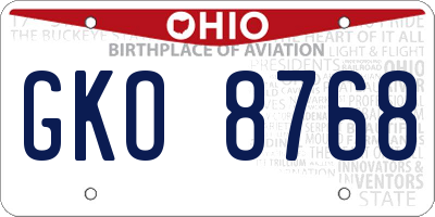 OH license plate GKO8768