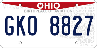 OH license plate GKO8827