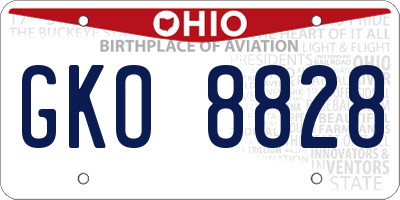 OH license plate GKO8828