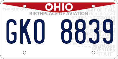 OH license plate GKO8839