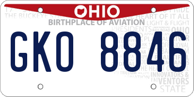 OH license plate GKO8846