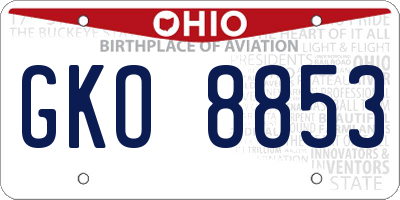 OH license plate GKO8853