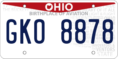 OH license plate GKO8878