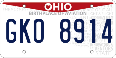 OH license plate GKO8914