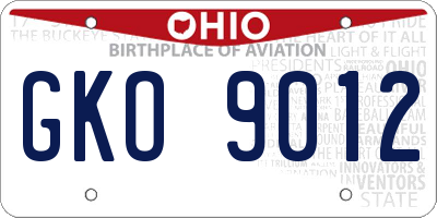 OH license plate GKO9012