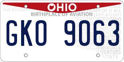 OH license plate GKO9063