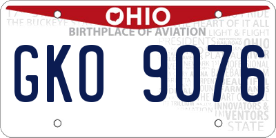 OH license plate GKO9076