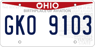 OH license plate GKO9103