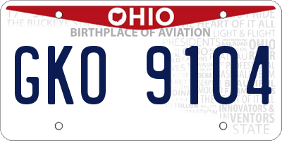 OH license plate GKO9104