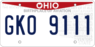 OH license plate GKO9111