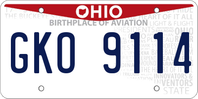 OH license plate GKO9114