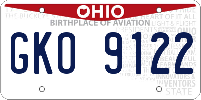 OH license plate GKO9122