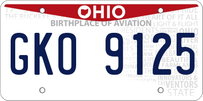 OH license plate GKO9125
