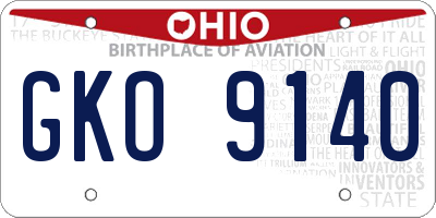 OH license plate GKO9140