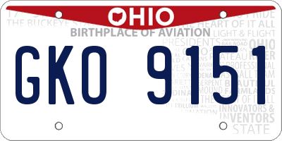 OH license plate GKO9151
