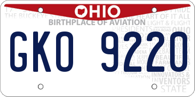 OH license plate GKO9220