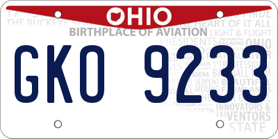 OH license plate GKO9233