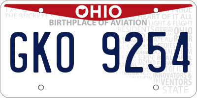 OH license plate GKO9254