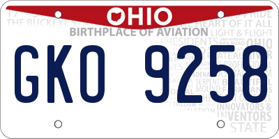 OH license plate GKO9258