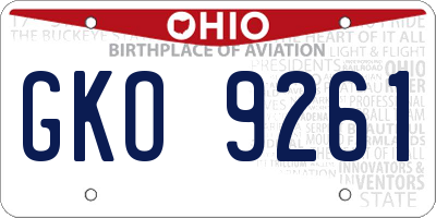 OH license plate GKO9261