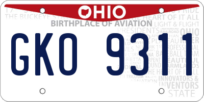 OH license plate GKO9311