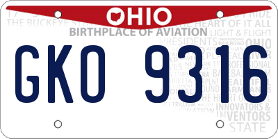 OH license plate GKO9316