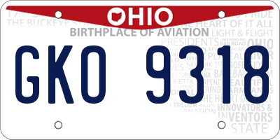 OH license plate GKO9318