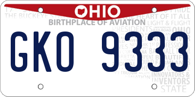 OH license plate GKO9333