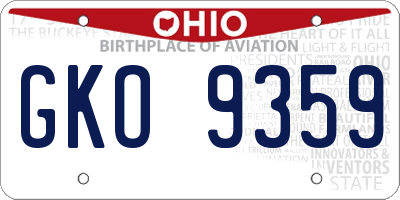 OH license plate GKO9359