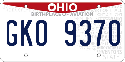 OH license plate GKO9370