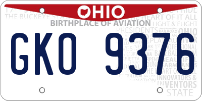 OH license plate GKO9376