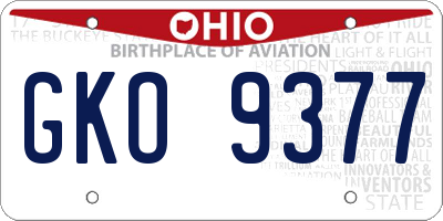OH license plate GKO9377