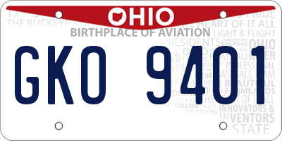 OH license plate GKO9401