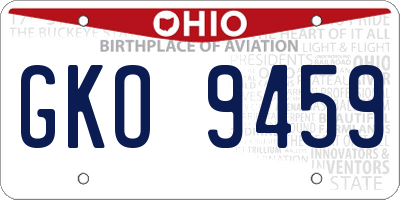 OH license plate GKO9459