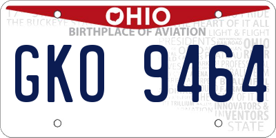 OH license plate GKO9464